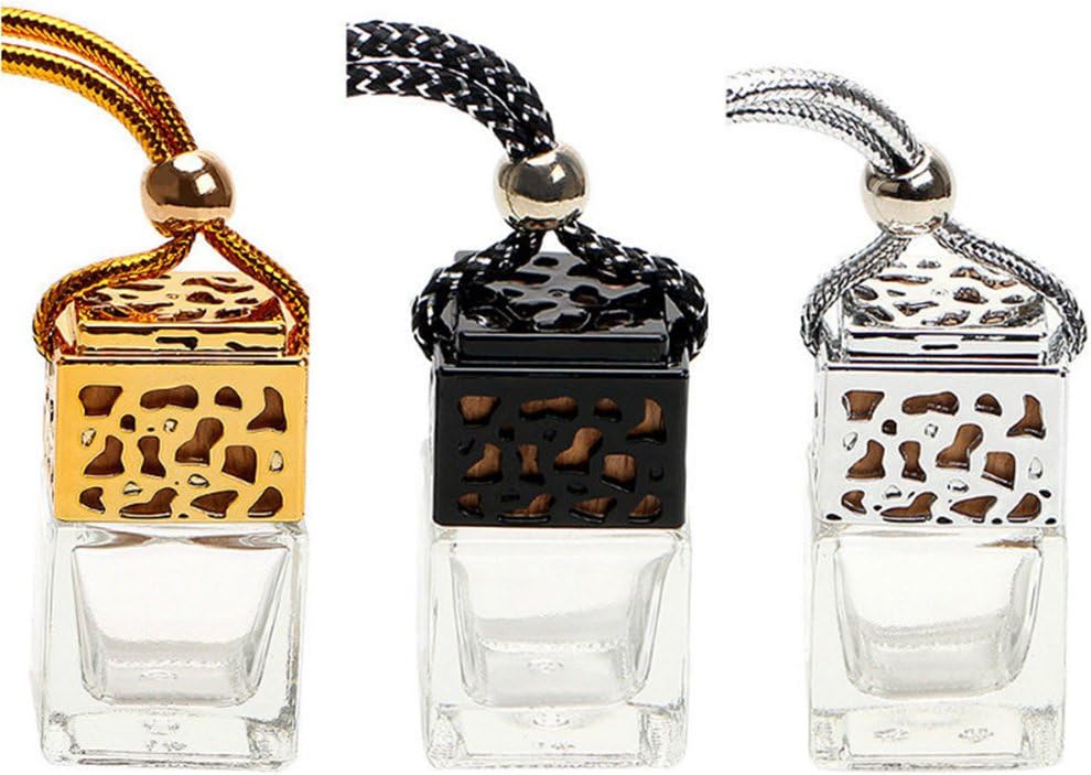 AZQ 3Pcs Air Freshner Car Hanging Perfume Bottle Refillable Fragrance Diffuser Empty Glass Bottle
