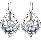 WINNICACA Ocean Leverback Earrings 925 Sterling Silver Sea Animal Beach Turquoise Dangle Drop Earrings Jewelry Christmas Birthday Gifts for Women Daughter Friends