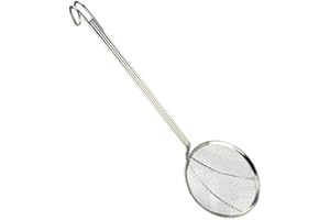 MotiveTech Skimmer Ladle Strainer Spoon Kitchen Utensil Solid Stainless Steel Frying Scoop Noodle Strainer for Vegetables Dra