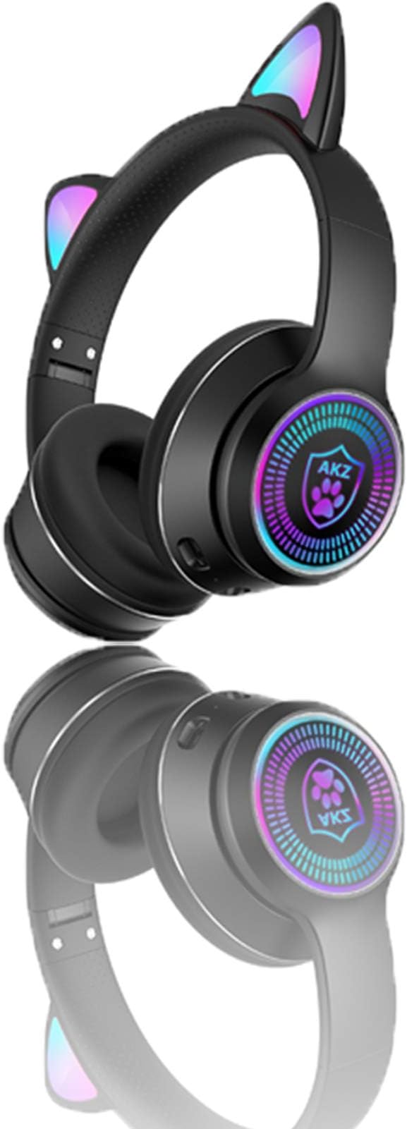 BUYFUN Cat Ear Bluetooth Headset, AkzK27 Cute Cat Ear Headset Led