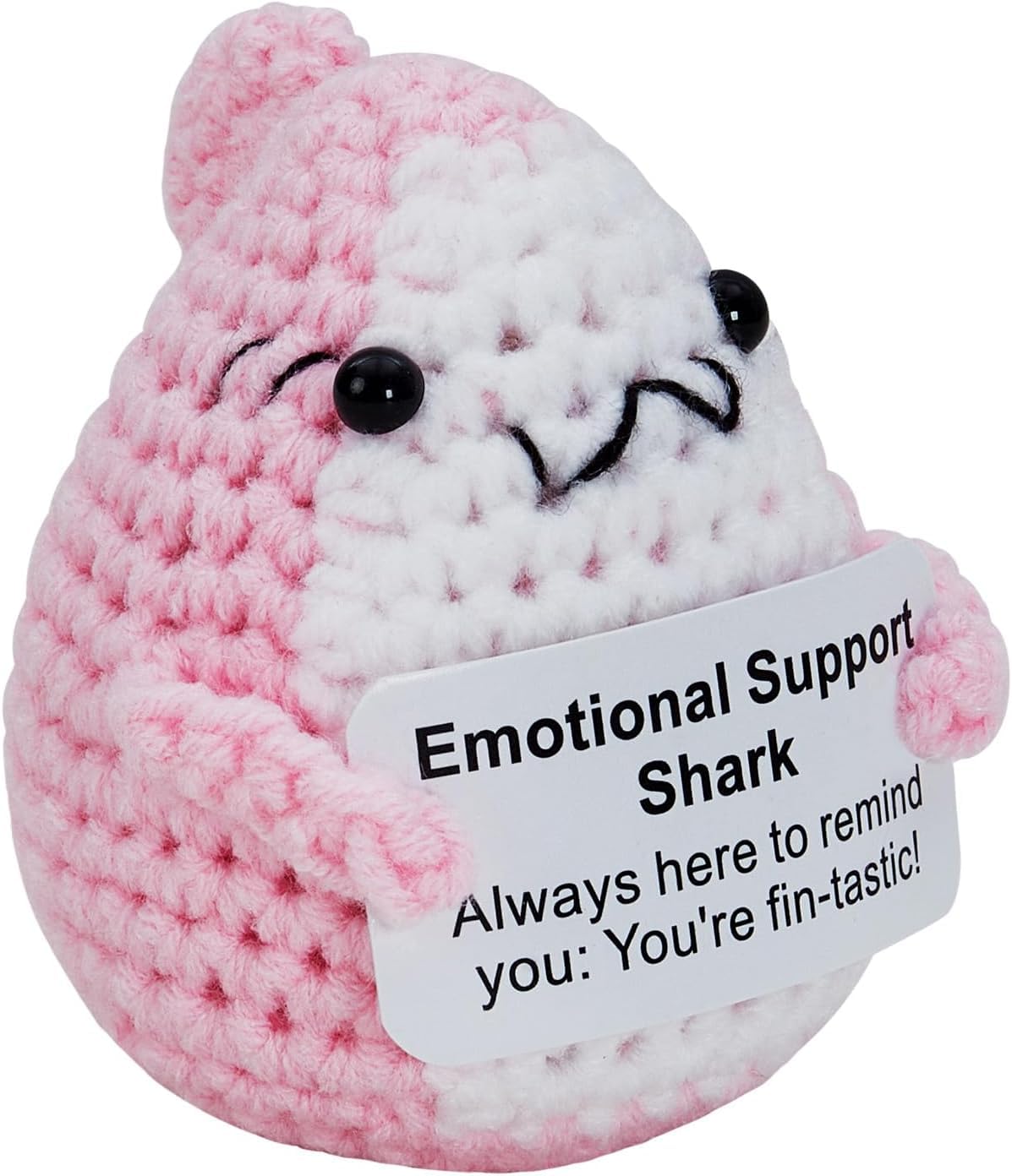 ZBATHTOY Emotional Support Gift Emotional Support Shark Emotional Support Plush Doll With Card Knitted Wool Toy Gift Positive Gifts for Leaver Women Kids Adult