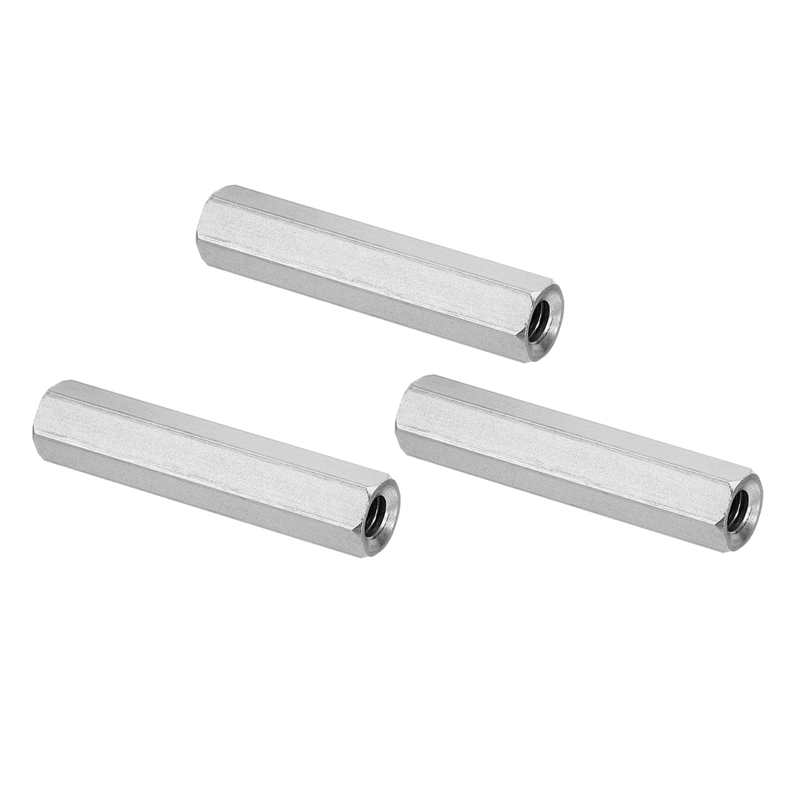 PATIKIL 1/4"-20 UNC 304 Stainless Steel Hex Coupling Nuts, 3Pcs 2.36" Length Half Threaded Rod Coupling Nut Studding Connector Fasteners, Silver Tone