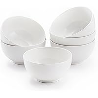 Antokueh White Bowls 6 in, 26Oz Round Large Ceramic Bowls Set of 6, Deep Porcelain Bowls for Cereal, Salad, Noodles, Dishwash