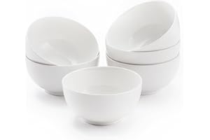 Antokueh White Bowls 6 in, 26Oz Round Large Ceramic Bowls Set of 6, Deep Porcelain Bowls for Cereal, Salad, Noodles, Dishwash