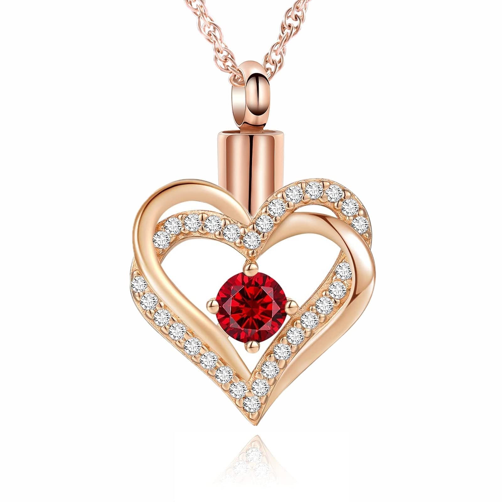 Minicremation Cremation Urn Necklace for Ashes Cremation Jewelry Heart Urn Necklace for Women Girls Birthstone Memorial Jewelry Pendant for Ashes for Human Pet