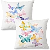JINYO Butterfly Pillow Covers 18x18 inch Set of 2, Butterfly Gifts for Women, Butterflys Room Decor for Girls, Preppy Room Decor