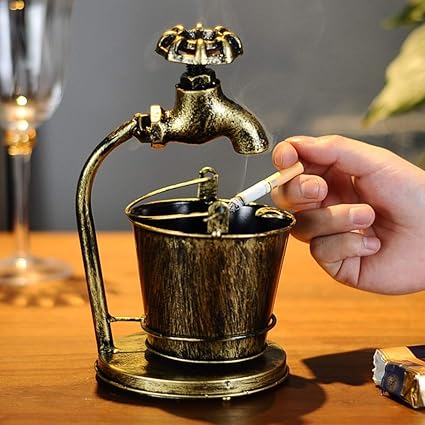 Wrought Iron Ashtray - Vintage Craft, Welded Firmly, Smoker Ash Tray, Cigarette Prop Holder (Faucet)