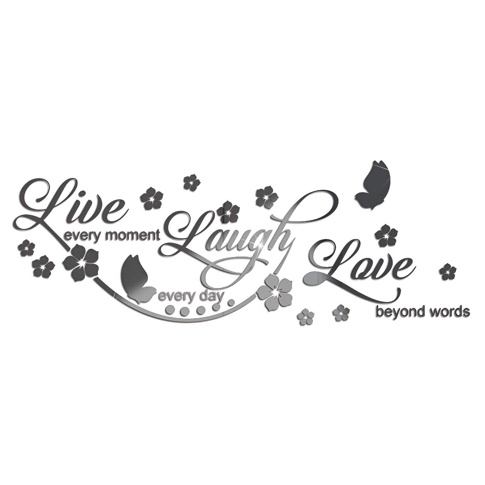 Sicheii Live Laugh Love Mirror Decal, Inspirational Wall Stencils Peel and Stick Quotes, Decorative Wall Stickers Decor Living Room, Motivational Sayings Words for Bedroom Home Wall Art, Black