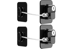 TIJTJHC Fridge Lock, 2PCS Upgraded Refrigerator Lock for Freezer, Cabinets and Drawers, Air Fryer, Closets, Windows, Doors, Durable ABS with Adhesive Backing, Easy Install, No Tools Needed, Black