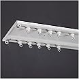 Ultra-Thin One-Piece Double Curtain Track Ceiling Mount, 4ft 8ft 10ft 12ft 15ft 18ft 20ft Long Aluminum Room Divider Curtain Rod, for Home/Office/Kindergarten, Cuttable (Color : White, Size : Length