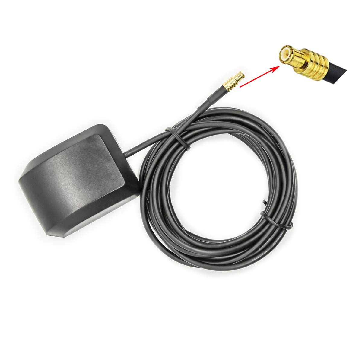Vecys Car GPS Antenna 1575.42MHz MCX Male Plug Adapter with 3M GPS MCX Antenna Extension Cable RG174 Magnetic Base for Car Vehicles GPS Navigation