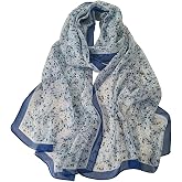 MINIDORA Lightweight Scarves for Women Elegant Floral Pattern Scarf Shawls Sunscreen Head Shawls