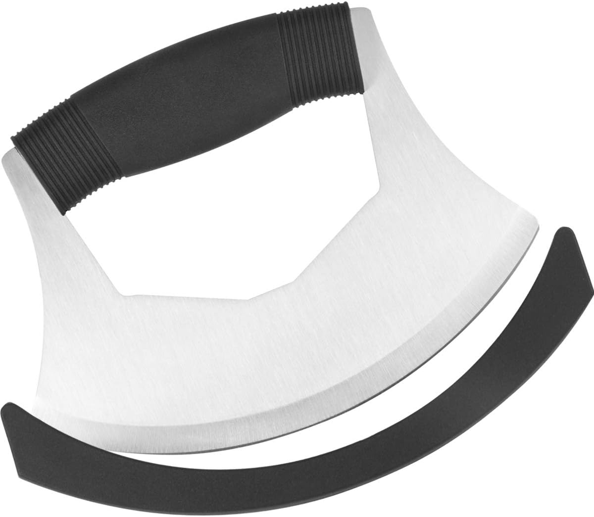 Mezzaluna Knife Salad Chopper, Luxiv Salad Chopper Stainless Steel Mezzaluna Knife with Protection Cover Vegetable Chopper Mincing Knife for Pizza, Cheese, Onion, Carrot, Pepper, Garlic (black)