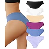 LaNavisse Seamless Underwear for Women No Show Panties for Ladies Bikini Hipster Low Rise Briefs Invisible Cheeky 6 Pack