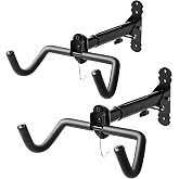 Gootus Bike Wall Mount Hanger - Horizontal Bicycle Indoor Storage Rack | Heavy-duty, Save Space, Adjustable Angle, Foldable Hook - Hang Your Road, Mountain or Hybrid Bikes in Garage or Home