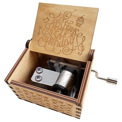 Buy N / A Happy Birthday Music Box -Engraved Vintage Wooden Musical Box