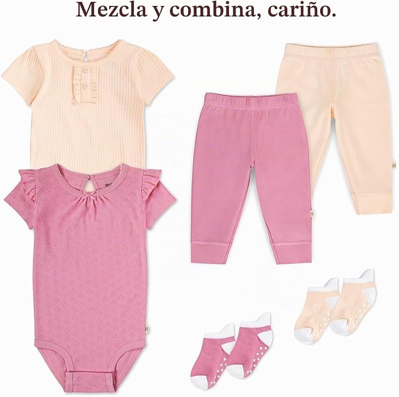 Unisex baby 5-Pack Elevated Bodysuit, Baby & Toddler Formal Button Down Shirt Bebé-Niñas, CAMEO PINK, 3 meses — foto 5 de 8