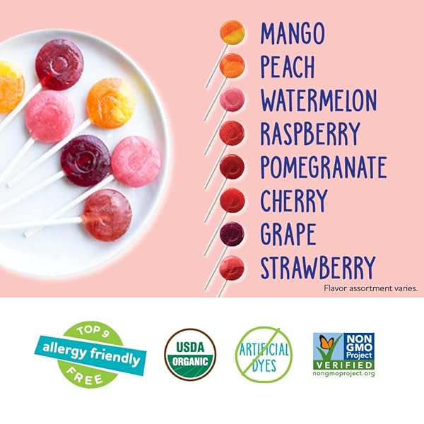 YUMEARTH ORGANIC POPS VARIETY PACK, 60 FRUIT FLAVORED FAVORITES LOLLIPOPS, ALLERGY FRIENDLY, GLUTEN FREE, NON-GMO, VEGAN, NO ARTIFICIAL DYES