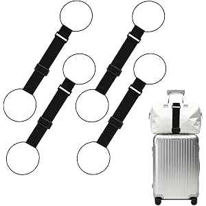 Luggage Connector Straps, Adjustable Elastic Durable Straps for Connecting Luggage Bags to Suitcases, Hands-Free Travel Essen