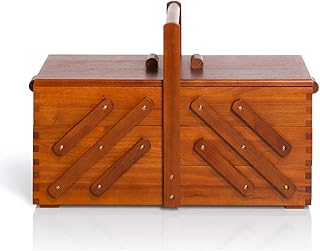 Prym 612551 Nähkasten aus dunklem Holz, L Nähkorb, braun, L