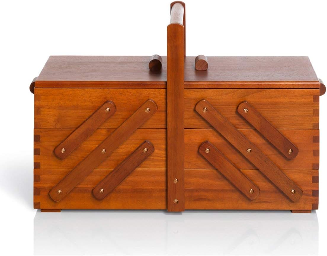 Prym 612551 Nähkasten aus dunklem Holz, L Nähkorb, braun, L