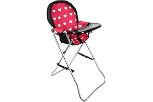 THE NEW YORK DOLL COLLECTION Foldable Baby Doll High Chair, Baby Doll Accessories, Dolls & Accessories Highchair Stuff for 18 Inch Doll, Doll High Chair Toy Set for Toddlers 3 Year Old Girls, 5+ Year Old Girl Doll Furniture Toys