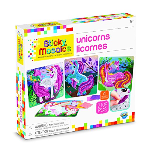 The Orb Factory Sticky Mosaics Unicorns Arts & Crafts, Pink/Teal/Blue/Purple, 12" x 2" x 10.75"