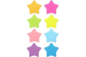 SIMONA Star Shape Sticky Notes 8 Color Bright Colorful Sticky Pad 75 Sheets/Pad Self-Sticky Note Pads (8 Pads)