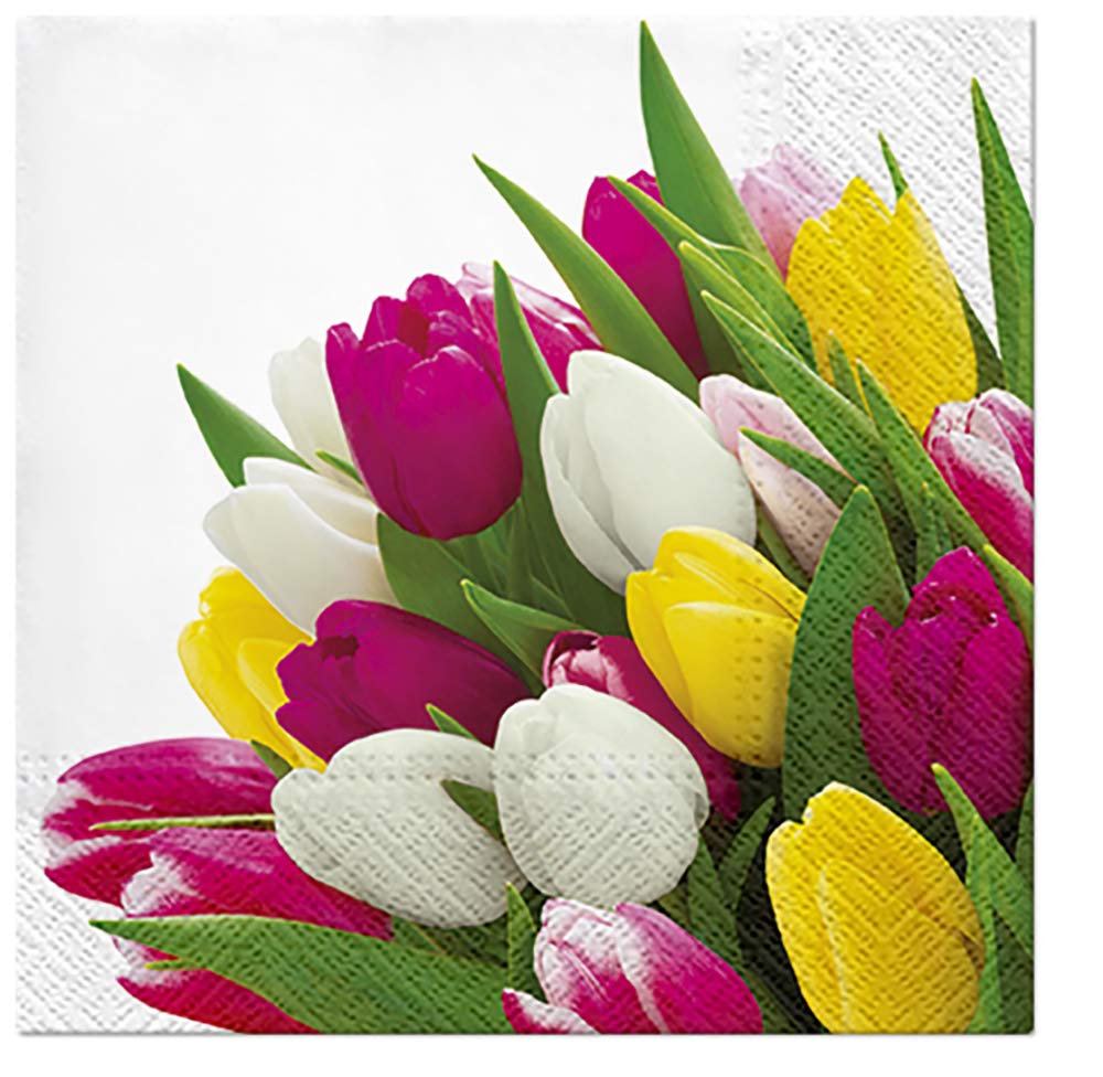 Easter Bunch of Tulips Decoupage Paper Napkins Quality Decorative Serviettes 33cm x 33cm (Pack of 20)