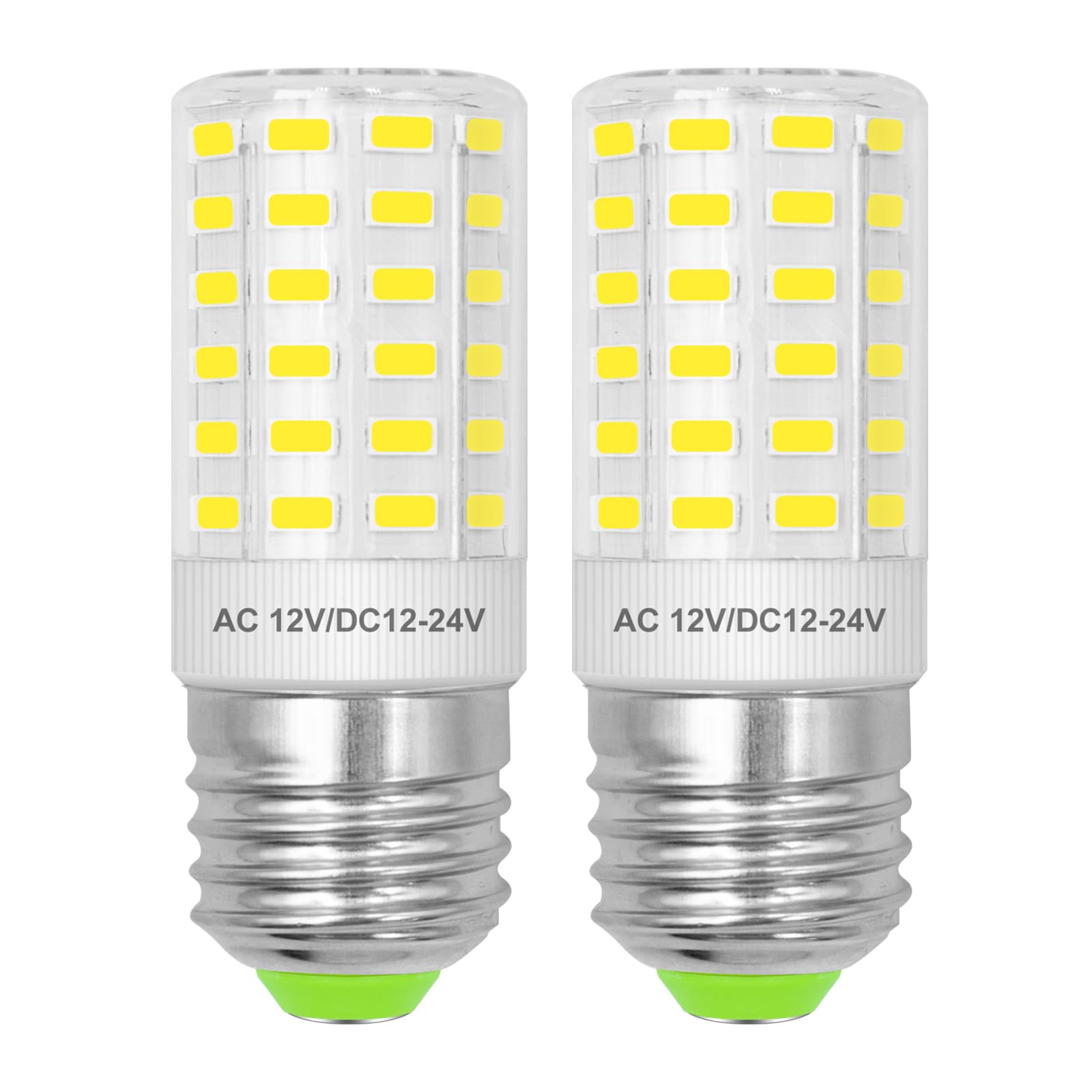 ZHENMING 12V LED E27 Light Bulbs Screw in 5W Replaces 50W-60W Boat Lights DC 24V Low Voltage Lamp for Off Grid Solar System Lighting Marine RV Camper, Cool White 6000K Compact Size, 2 Pack