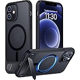 Temdan Magnetic Compatible with iPhone 12 Case & iPhone 12 Pro Case, [Built-in Invisible Kickstand][Compatible with MagSafe][Military Grade Shockproof] Slim Translucent Matte Phone Case 6.1"