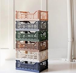 AYKASA Collapsible Storage Bins, Plastic Crate for