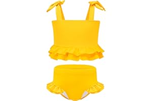 Durio Toddler Baby Two Piece Bikini Sets Swimsuit Girls Cute Ruffle Bathing Suit Summer Beach Swimwear 12M-7Years