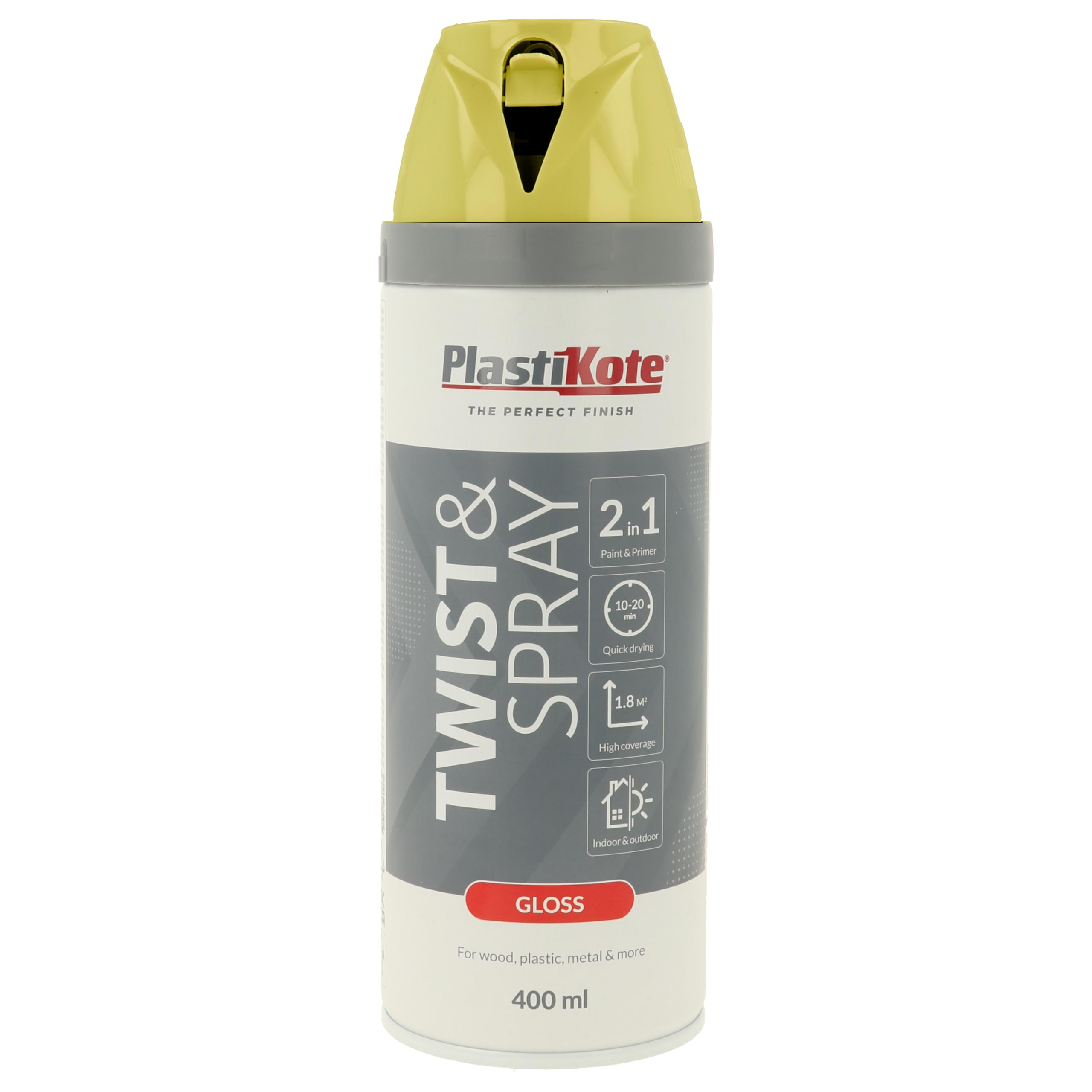 Plasti-kote 21104 400ml Premium Spray Paint Gloss - New Yellow