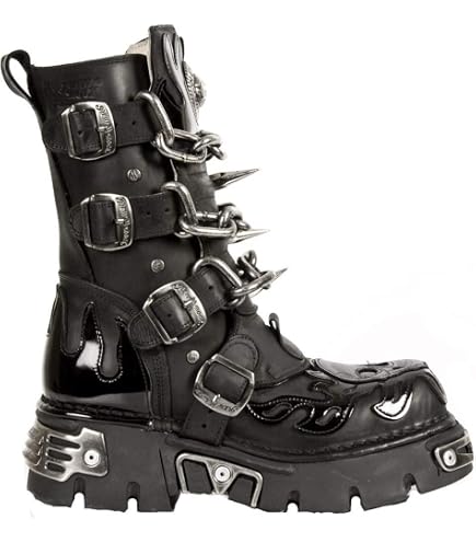 Amazon.com | New Rock Boots M-422-S1 Unisex Metallic Black Leather
