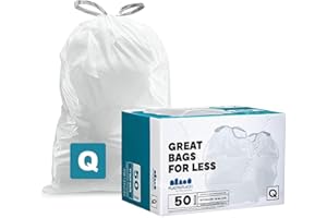 Plasticplace Custom Fit Trash Bags, Compatible with Simplehuman Code Q (50 Count), 13-17 Gallon Drawstring Garbage Liners, Heavy Duty Tear-Resistant