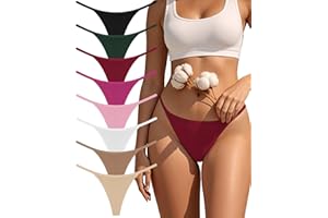 oshkang Cotton G-String Thongs for Women Underwear Breathable Stretch Low Rise Panties T-back Sexy Ladies 8 Pack