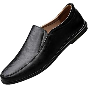 YYSPR Men's Casual Lightweight Genuine Leather Slip On Penny Loafer Shoes,Soft Flats Driving Walking Shoes