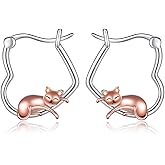 HKPATOP Animal Earrings Sterling Silver Heart Hoop Earrings Gifts for Women