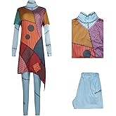 Sally Costume Dress Women Nightmare Halloween Christmas Sally Cosplay with Wig Eyeshadow Palette Sticker