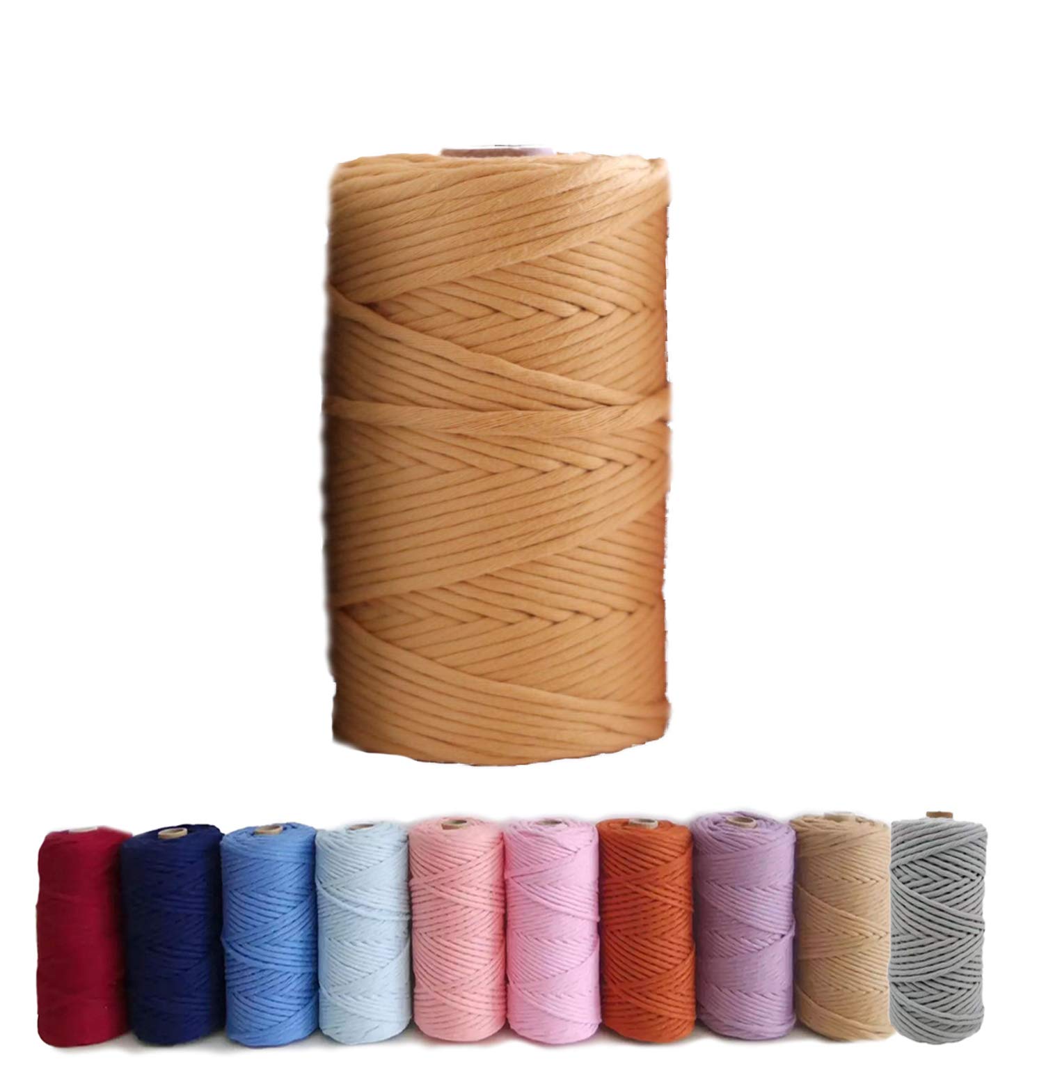 21S 4mm*110Yards Macrame Cord Rope - Luxury Soft 100% Macrame Cotton Cord Colored One String Twisted Rope for DIY Crafts Wall Hanging, Plant Hangers, Wool Weaving