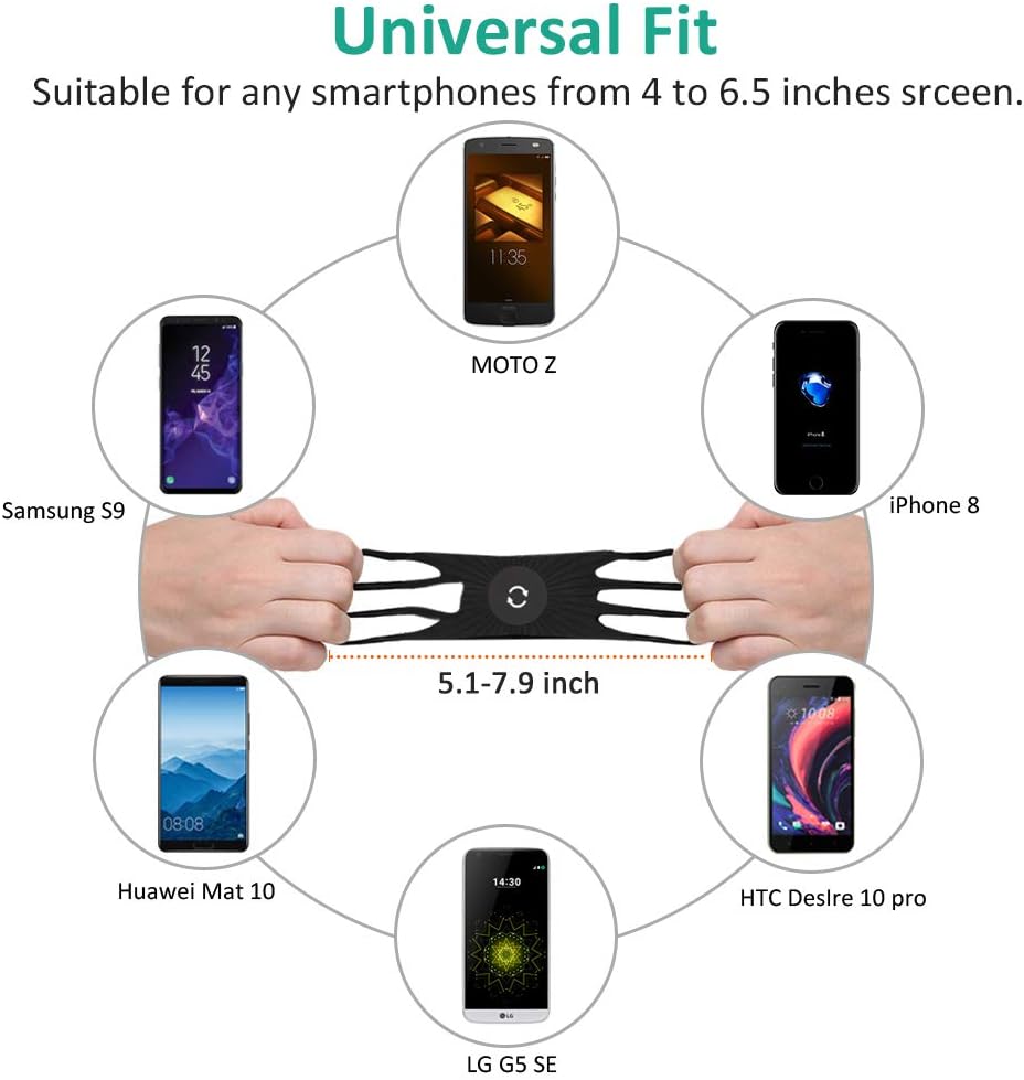 Bovon Bike Phone Mount, 360¡ãRotation Silicone Bicycle Phone Holder, Universal Motorcycle Handlebar Mount Compatible with iPhone Se/11 Pro Max/XR/XS Max/8/7/ 6/6s Plus, Galaxy S20/S9, 4.0"-6.5" Phones