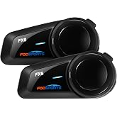 Fodsports FX6 Motorcycle Bluetooth Headset, 6 Riders Group Motorcycle Intercom Bluetooth, 1000M Motorbike Helmet Communication Systems/Voice Command/Universal Pairing/FM Radio(2 Pack)