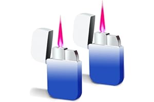 GXFIRXEN 2 Pack Torch Windproof Pink Flame Lighter,Cute Refillable Butane Pocket Pink Lighter for Women/Man, Daily Use,Birthdays, Anniversary,Camping,Candle (Butane Not Included)(White&Blue)