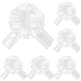 6 PCS Large Pull Bows, White Gift Bow 6 Inches Large Ribbon Bows for Gift Wrapping Wedding Christmas Birthday Party Gifts Baskets Party Decoration