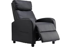 Sweetcrispy Recliner Chair PU Leather Recliner Sofa No Massage, Home Theater Seating with Lumbar Support, Adjustable Push Back Overstuffed High-Density Sponge Reclining for Living Room, Jet Black