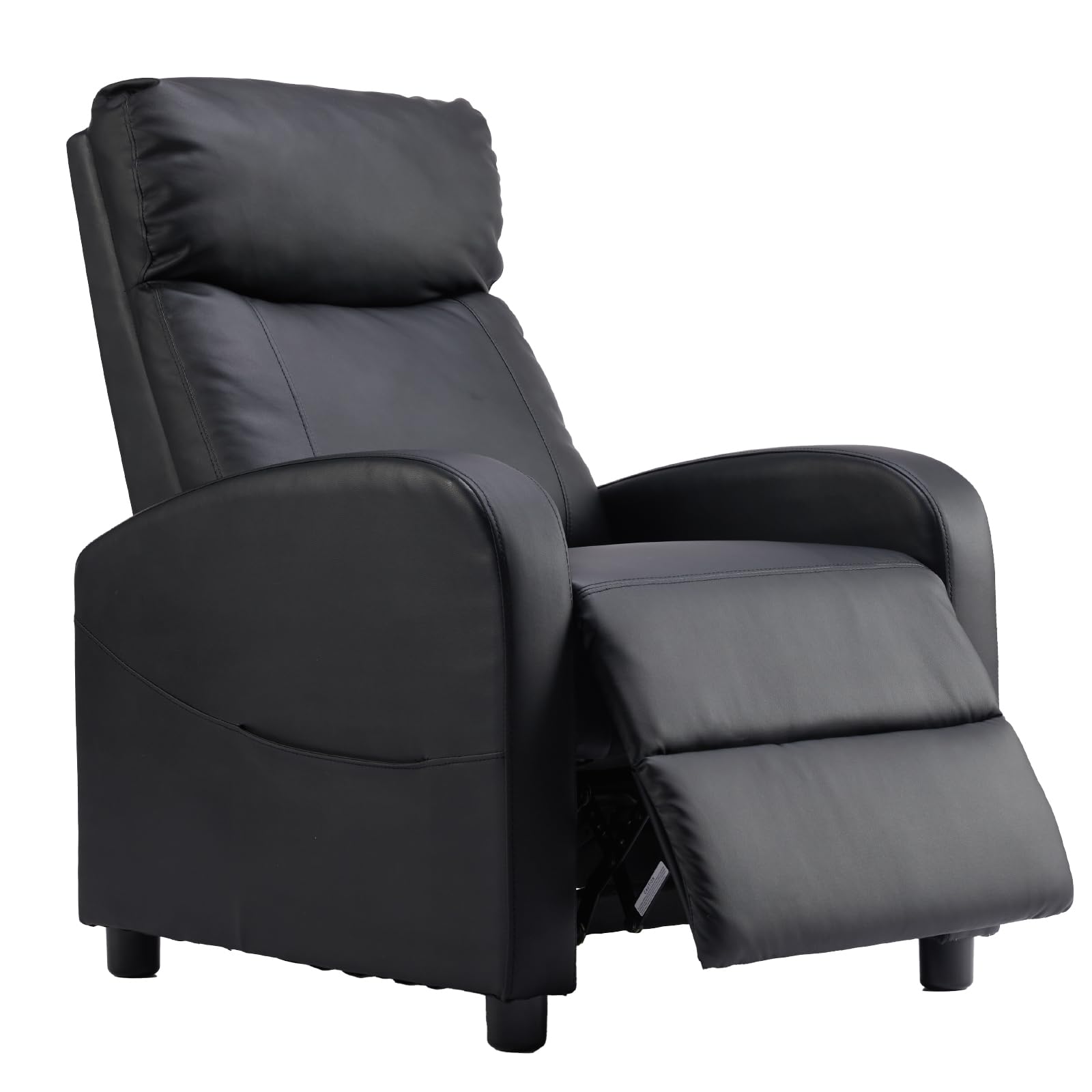 Photo 1 of Sweetcrispy Recliner Chair PU Leather Recliner Sofa No Massage, Home Theater Seating with Lumbar Support, Adjustable Push Back Overstuffed High-Density Sponge Reclining for Living Room, Black