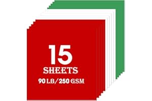 BONMIY 15sheets christmas cardstock paper 12" x 12", 230gsm/80lb Thick Card stock，Printer Paper, Party Decors，Paper Craft, School Suppliesred (red green white)