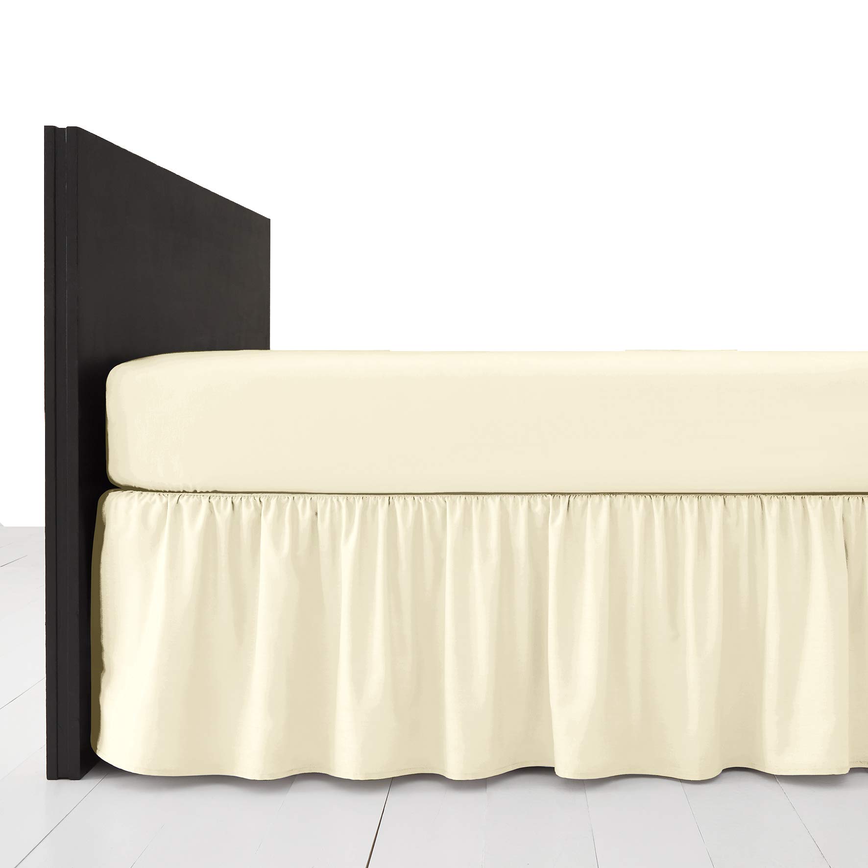 AmigoZone Plain Pollycotton Frilled Bed Base Valance Sheet (Cream, Double) โ image 1
