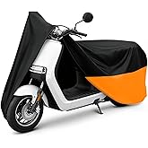 COVERVIN Scooter Outdoor Waterproof Cover, Moped Cover Vespa Cover for Honda Ruckus Yamaha 72″ Long (S, Black Orange)